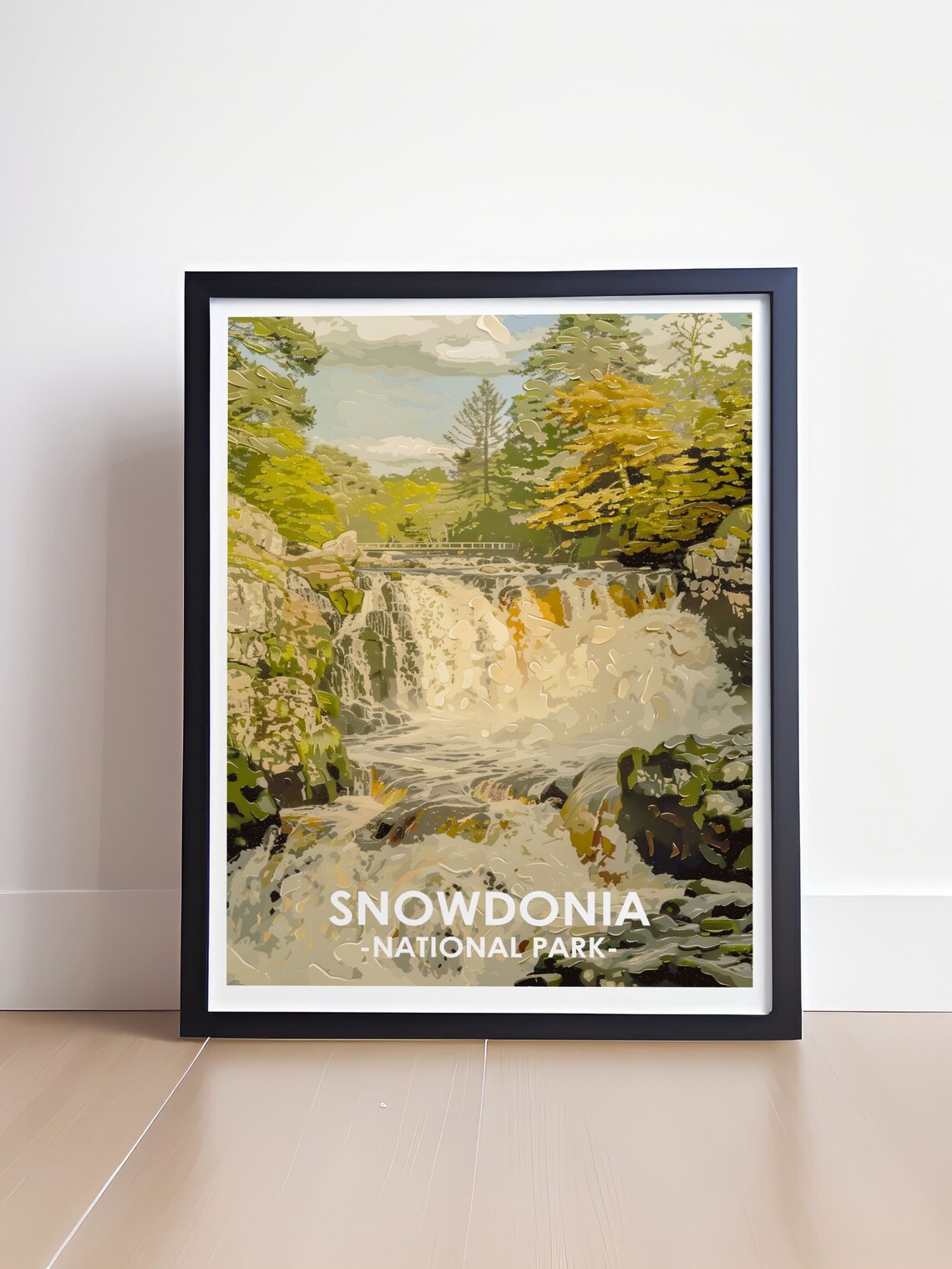 Snowdonia National Park Waterfall Rapids Welsh Art Travel Poster - Image 4