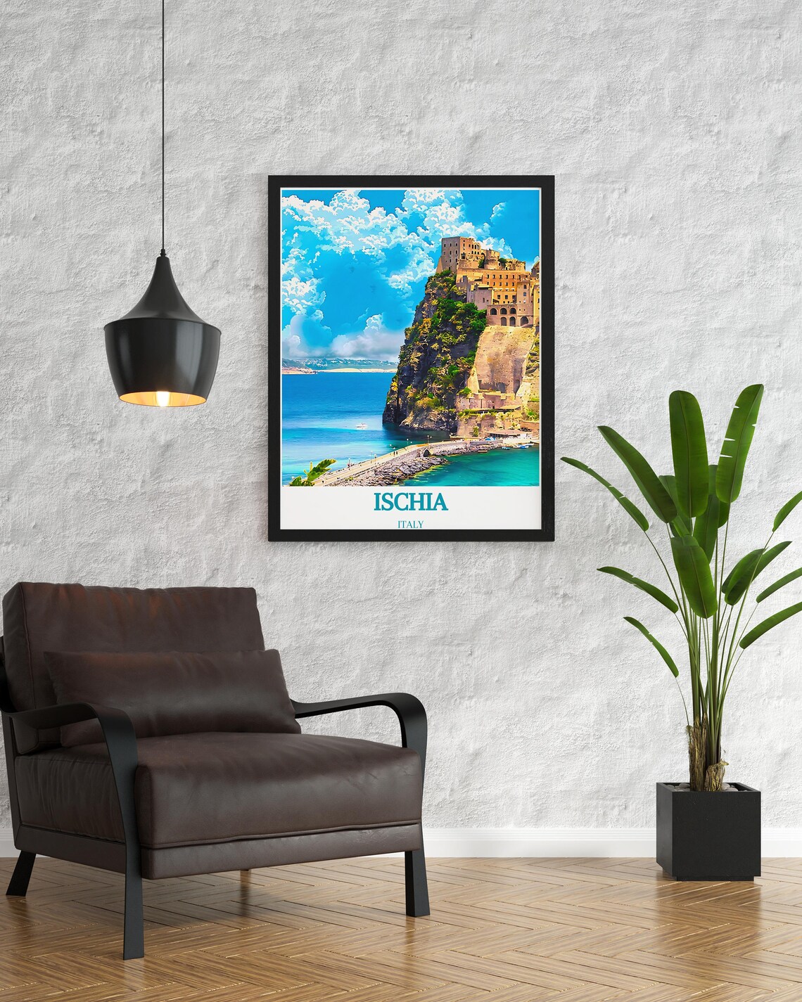 Ischia Italy Aragonese Castle Cliffside Coastal Panorama Travel Poster - Image 2