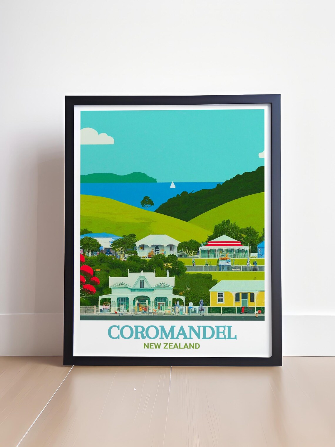 Coromandel New Zealand Charming Colonial Town Harbor View Poster - Image 4