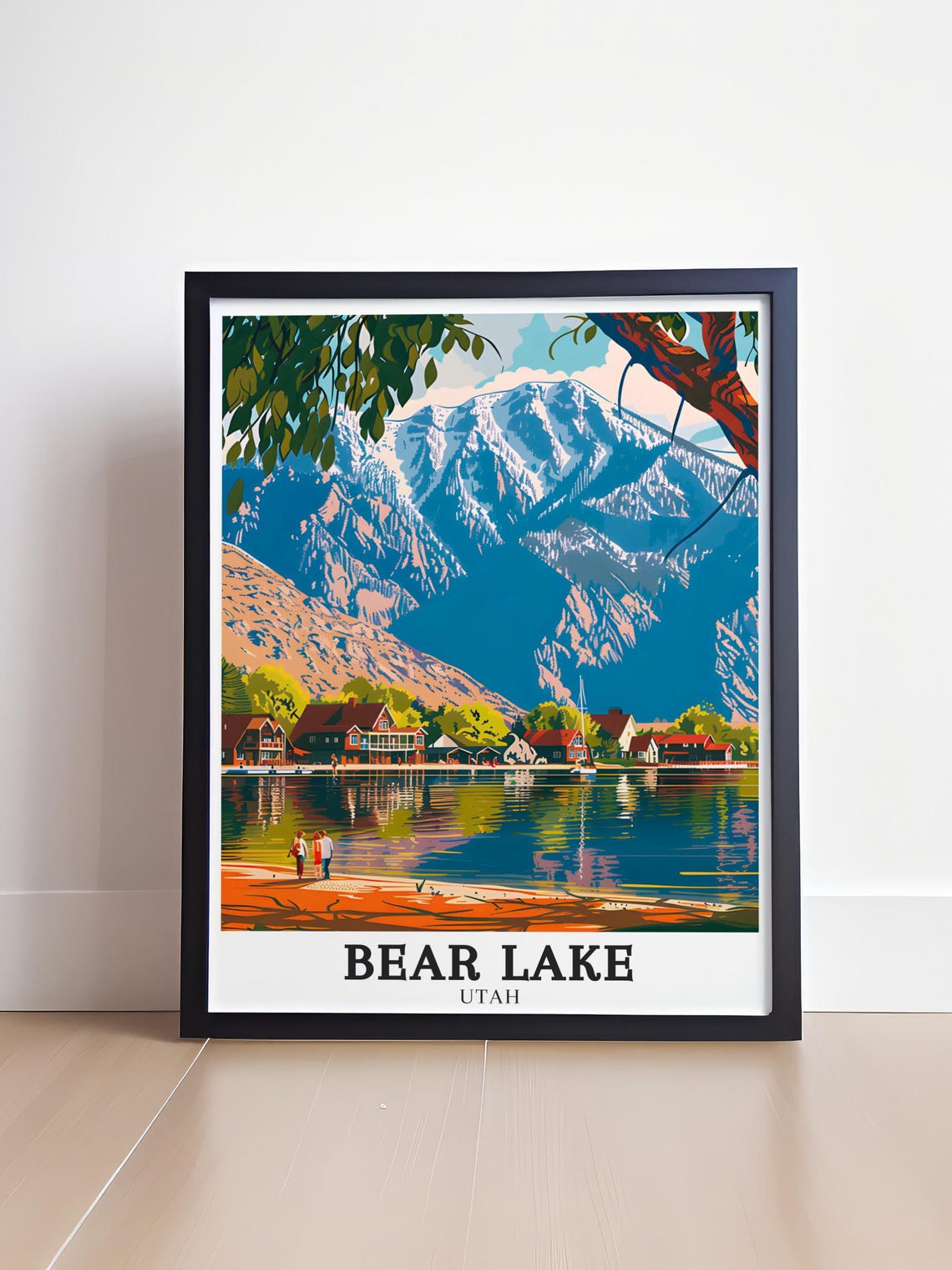 Bear Lake Utah Shoreline Beach Houses Walkers Mountain View Art Poster - Image 4