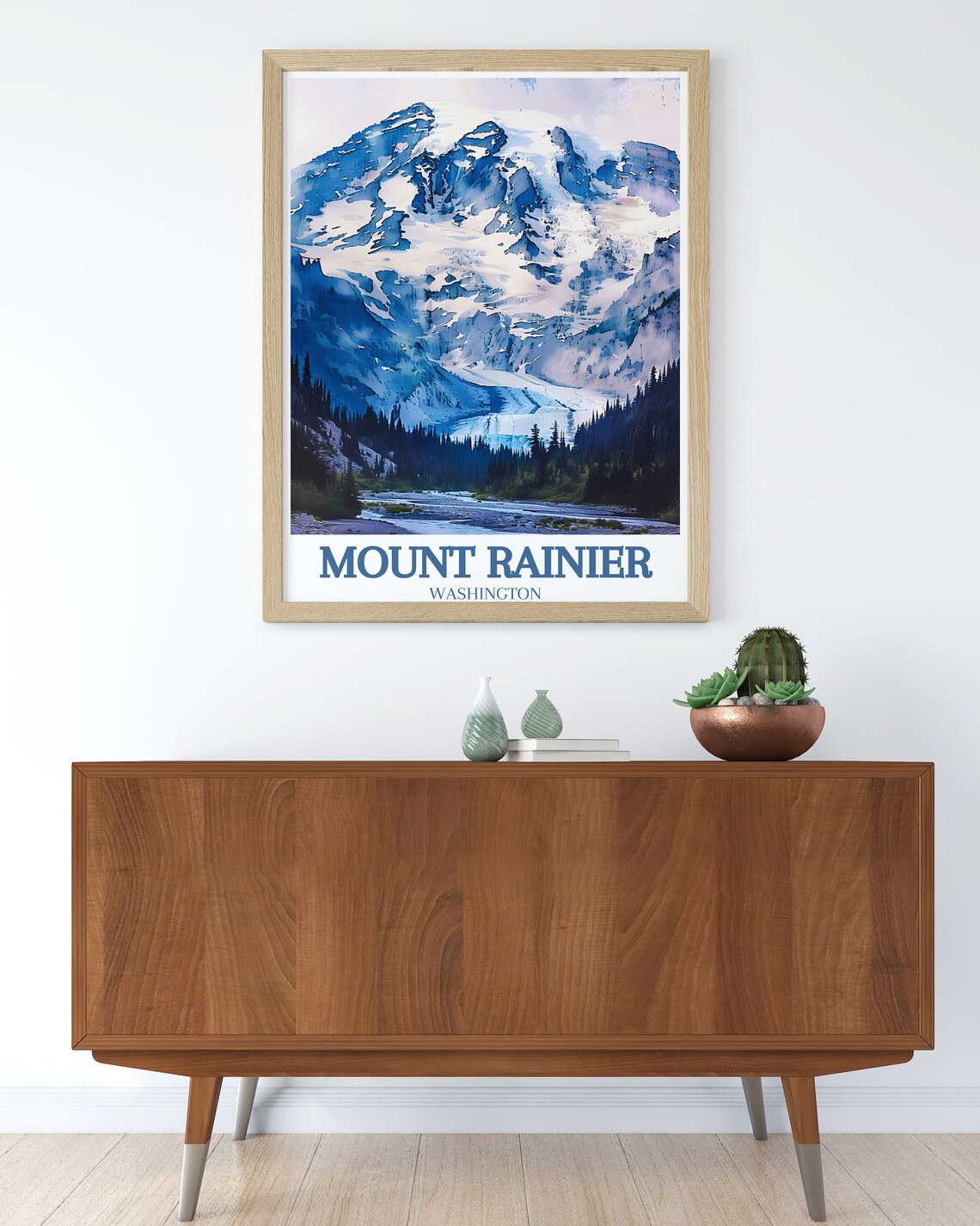 Mount Rainier Washington Blue Glacier Close Up Travel Poster - Image 3