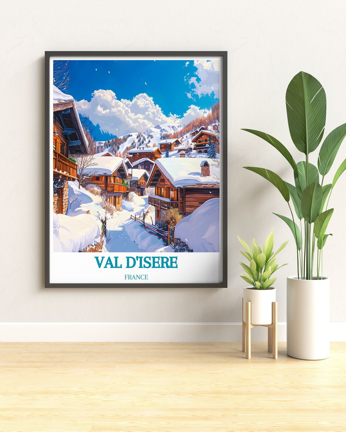 Val d'Isere Snowy Alpine Village Wooden Chalets French Alps Poster - Image 3