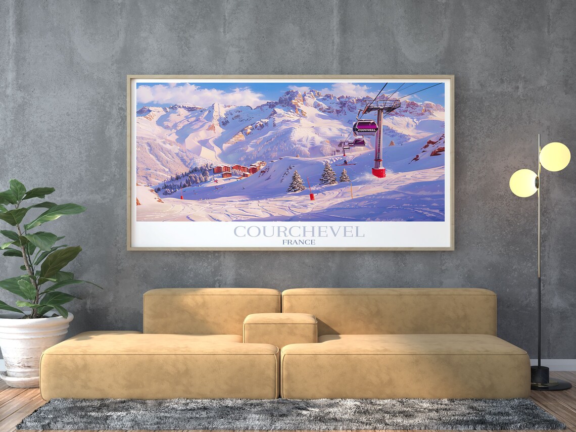 Courchevel France Gondola Ride Sunset Snowy Slopes Winter Poster - Image 2