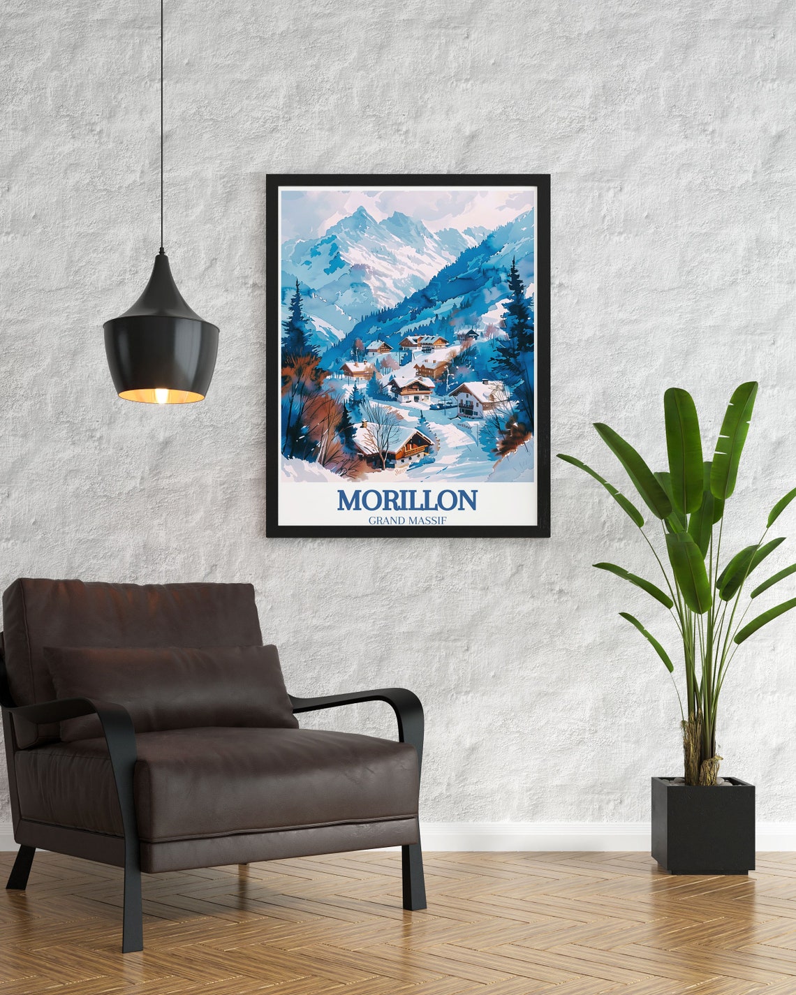 Morillon Ski Resort Wall Art French Alps Grand Massif Retro Ski Poster Morillon France Ski Resort Print French Alps Art - Image 2