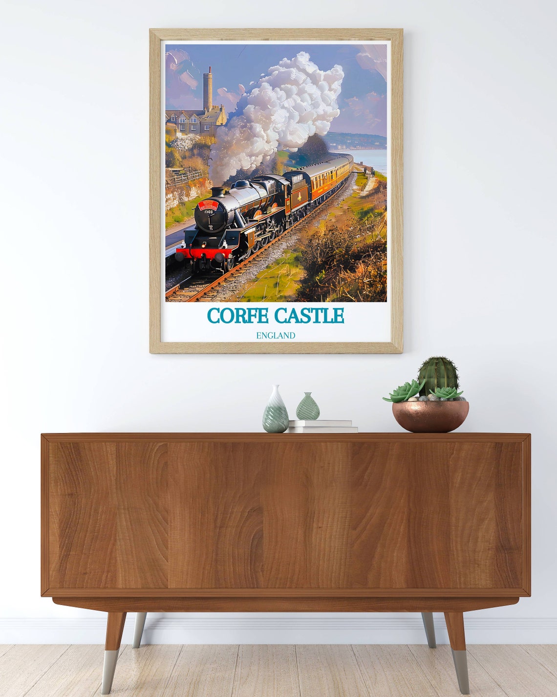 Corfe Castle Coastal Steam Train Swanage Railway England Poster - Image 3