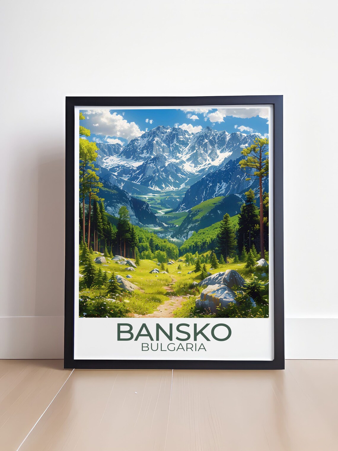 Bansko Bulgaria Vintage Ski Travel Poster - Image 4