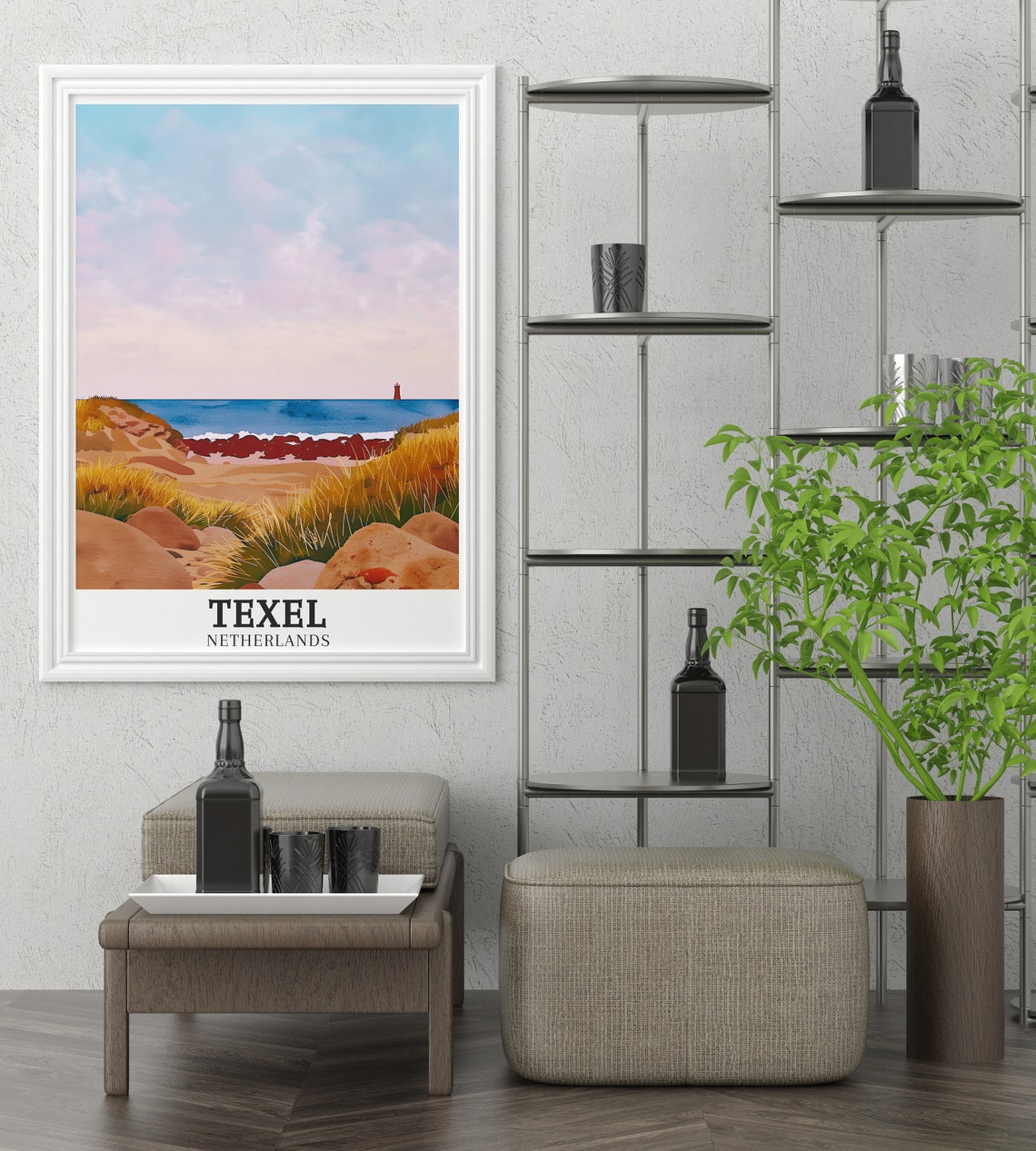 Texel Sandy Dune Beach Lighthouse Horizon Seascape Netherlands Poster - Image 2
