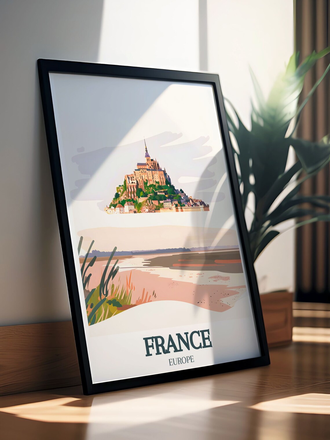 Mont Saint Michel France Island Abbey Pastel Minimalist Art Poster - Image 3