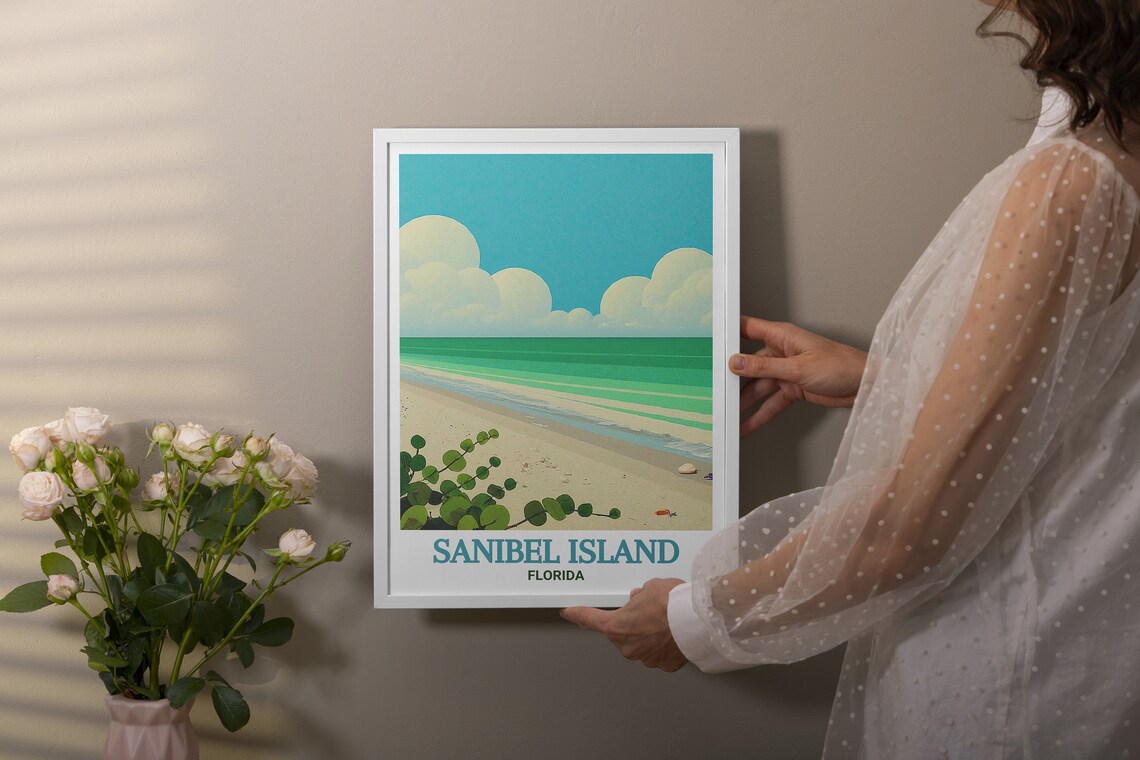 Sanibel Island Bowmans Beach Sea Grapes Florida Coastal Art Poster - Image 3