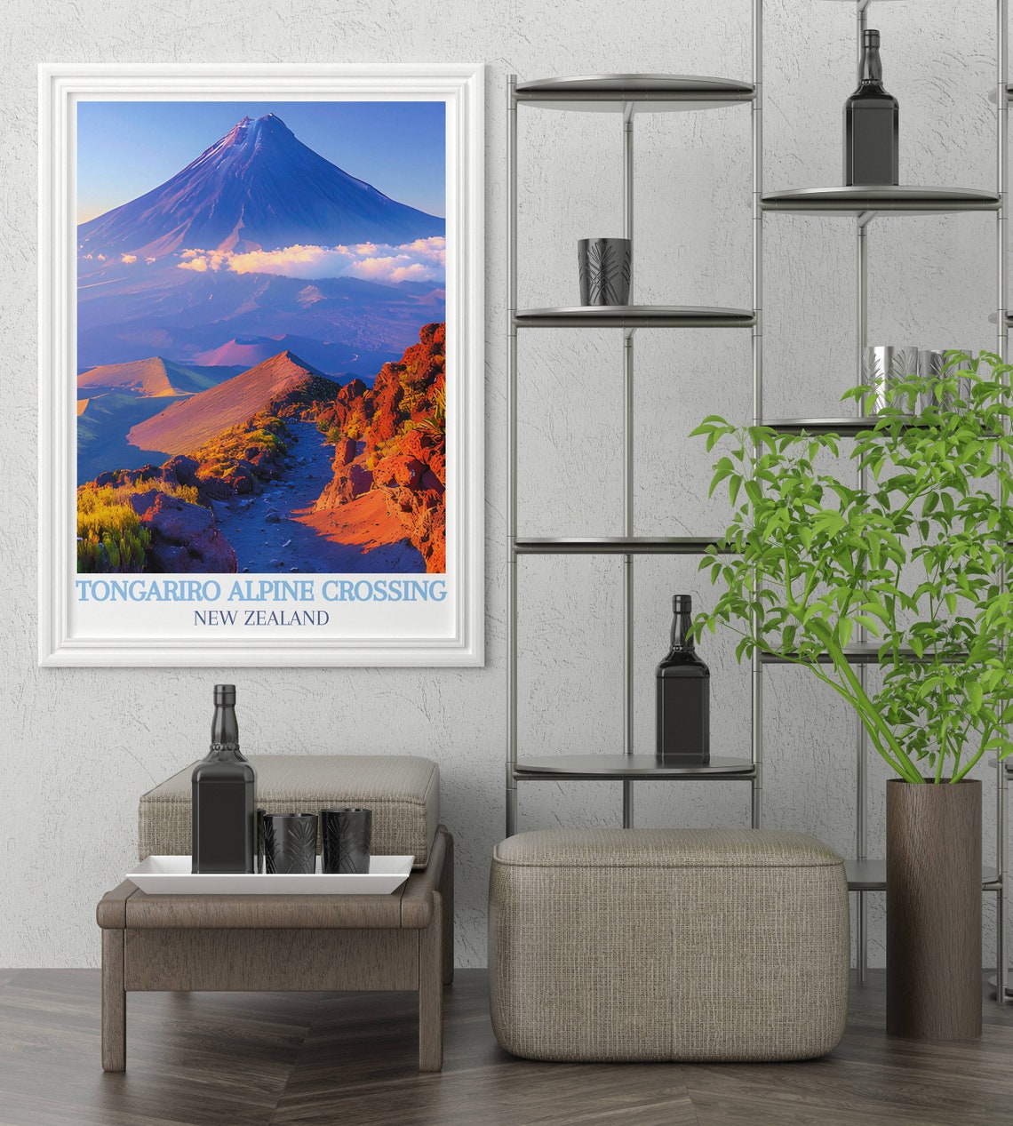 Tongariro Alpine Crossing New Zealand Volcanic Cone Sunset Poster - Image 2