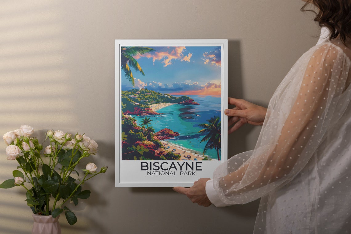 Biscayne National Park Tropical Bay Sunset With Palm Trees Poster - Image 3