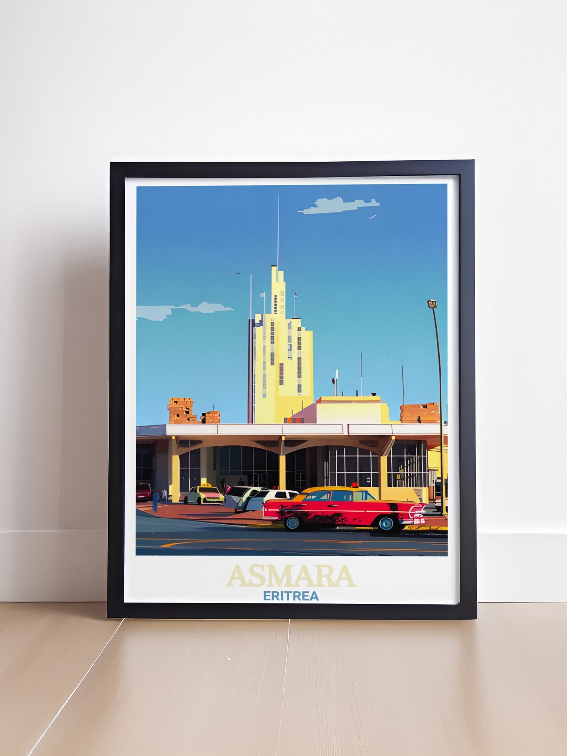 Asmara Eritrea Fiat Tagliero Art Deco Building Retro Car Poster - Image 4