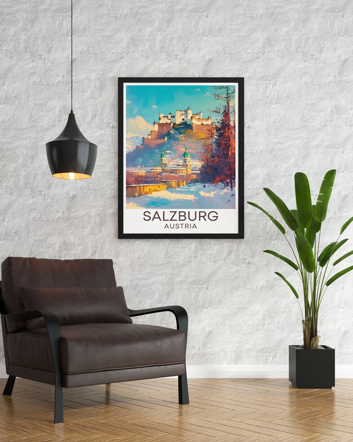 Salzburg Austria Winter Hohensalzburg Fortress Vintage Travel Poster - Image 3