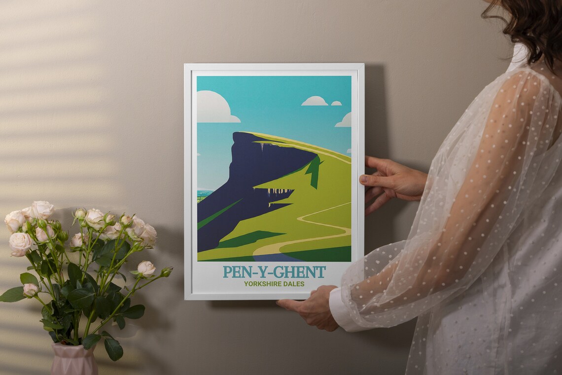 Pen-y-ghent Mountain Silhouette Minimalist Dales Travel Poster - Image 2