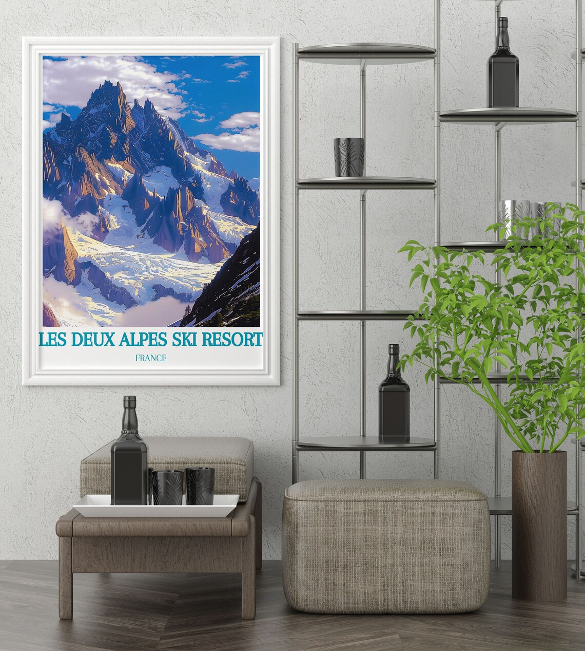 Les Deux Alpes Ski Resort Snowy Mountain Peak France Travel Poster - Image 3