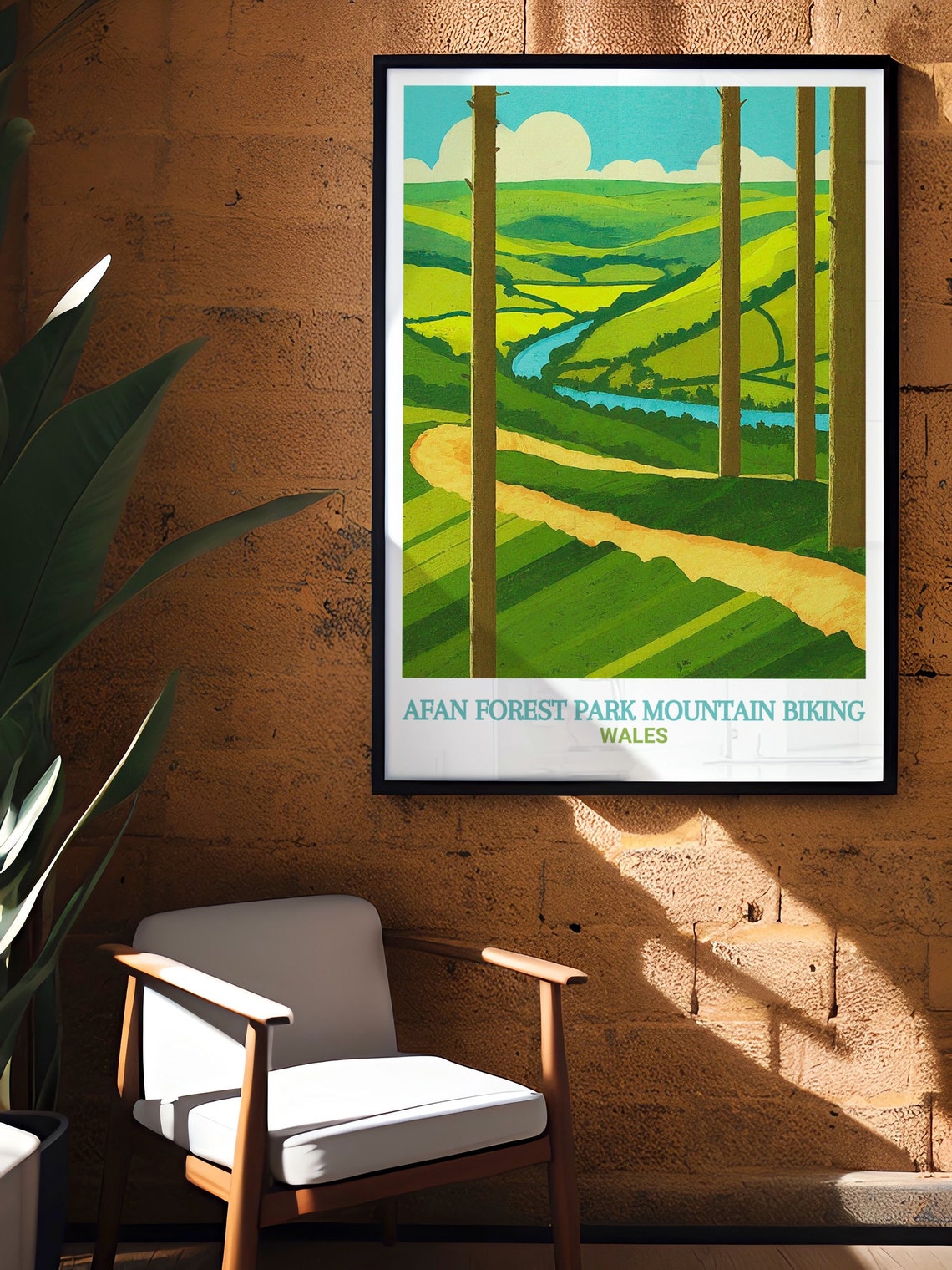 Afan Forest Park Singletrack Trail Through Pine Forest Poster - Image 2