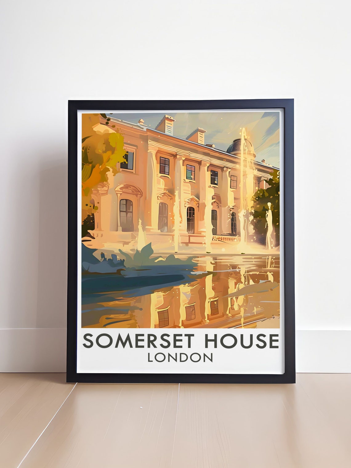 Somerset House Poster The Fountains Art Deco Print The Fountains And Somerset House Art London Travel Poster - Image 4