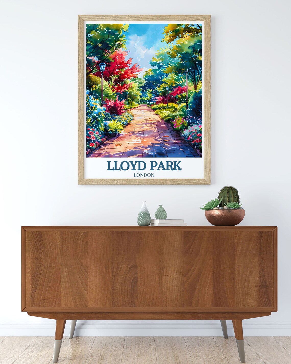 Lloyd Park London Watercolor Rose Garden Pathway Travel Poster - Image 3