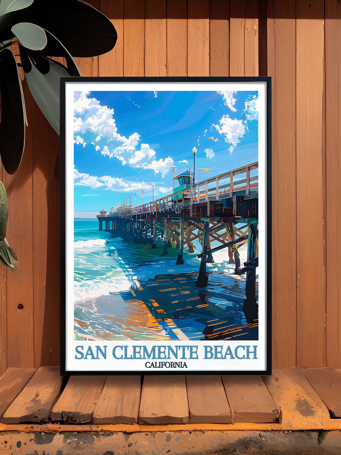 San Clemente Pier Travel Poster, Coastal Decor - Image 2