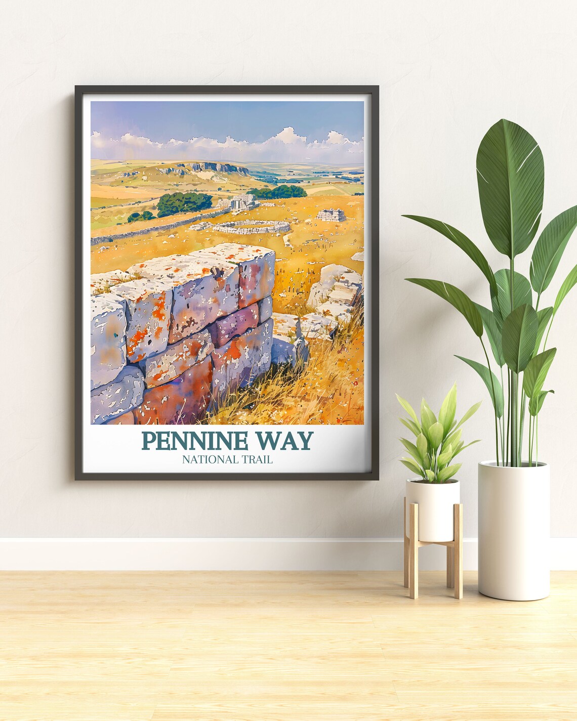 Pennine Way National Trail Ancient Stone Ruins Moorland Hiking Poster Art - Image 2