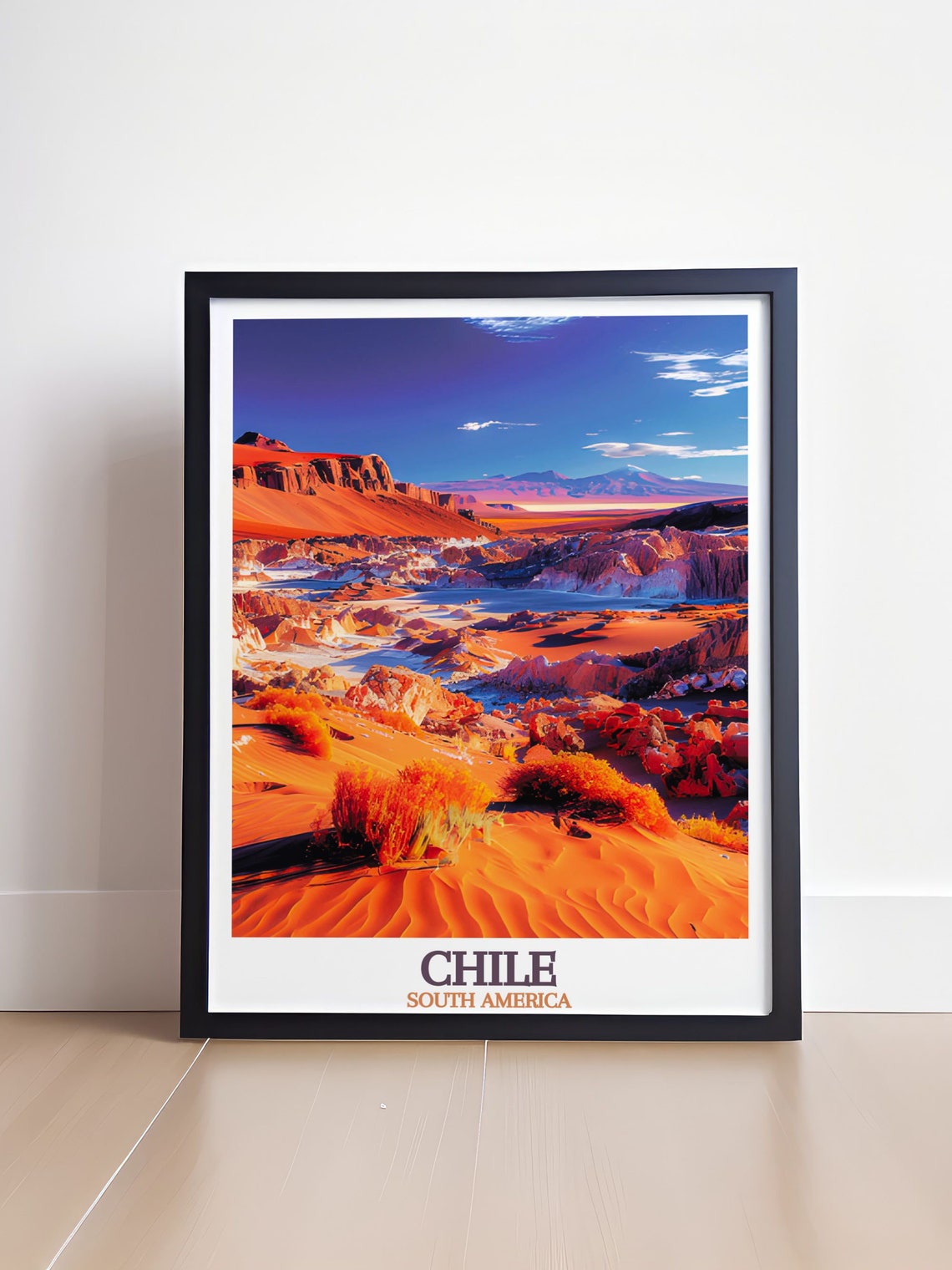 Atacama Desert Chile Orange Dunes Dramatic Sky Travel Poster - Image 4