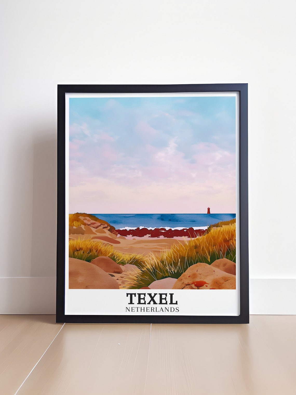 Texel Sandy Dune Beach Lighthouse Horizon Seascape Netherlands Poster - Image 4