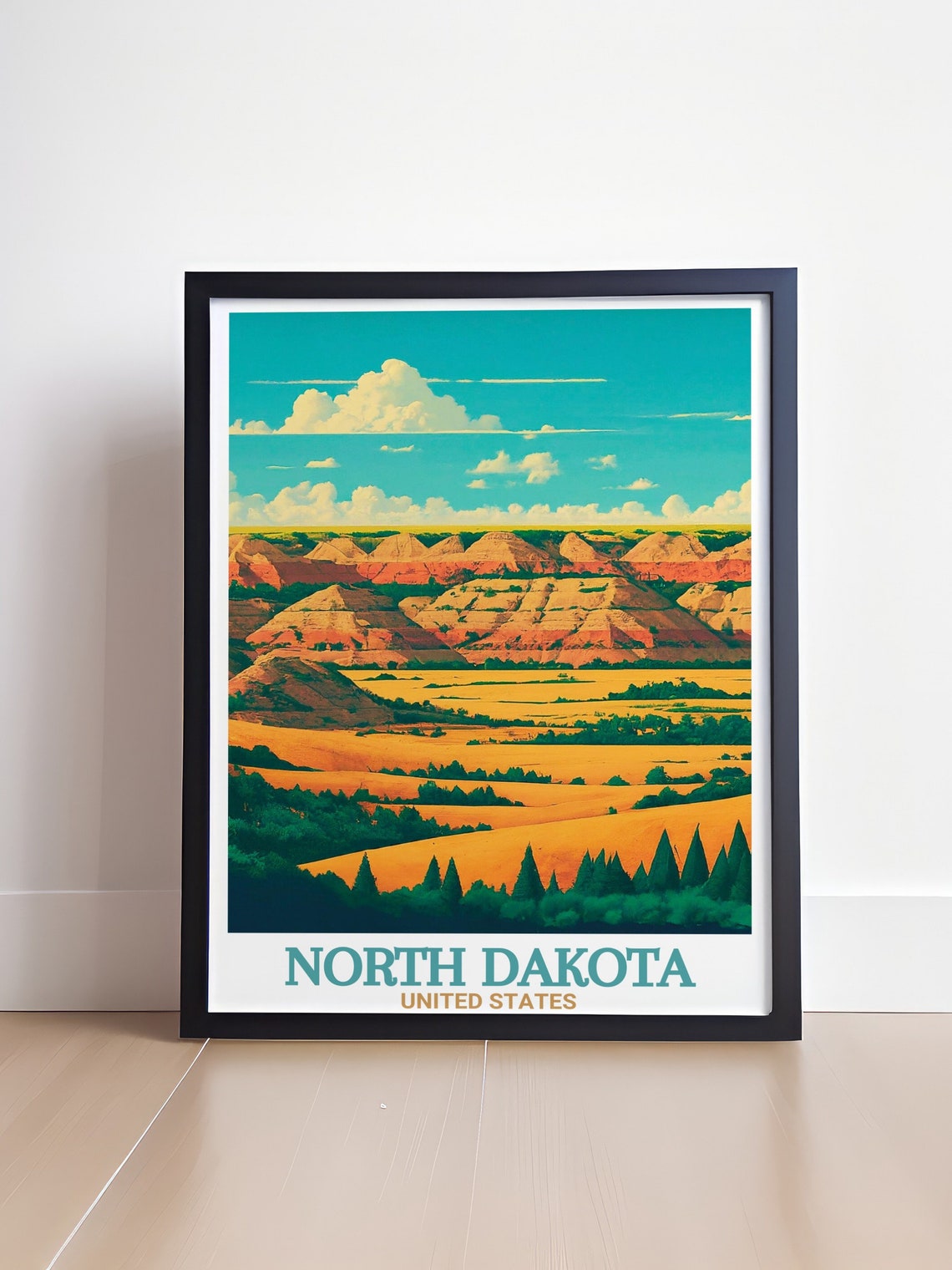 North Dakota Badlands Rolling Hills Theodore Roosevelt Travel Poster - Image 4