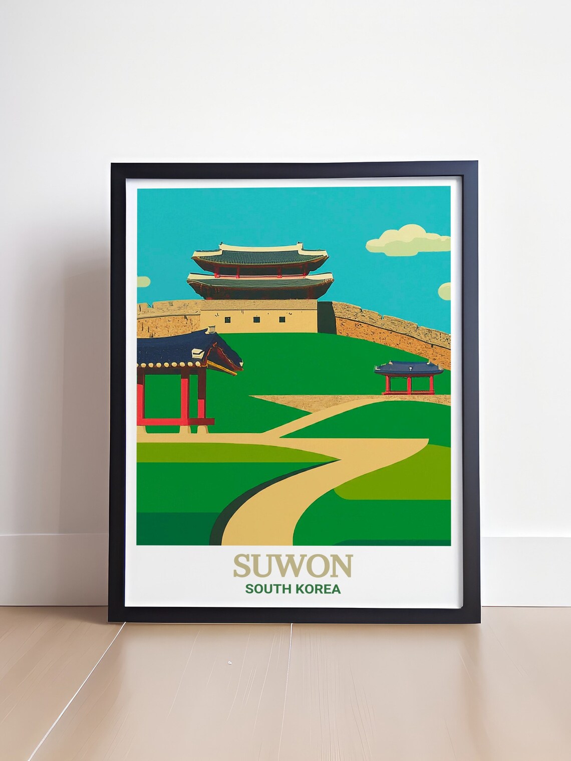 Suwon Hwaseong Fortress Wall Gate Tower Green Hills View Poster - Image 4