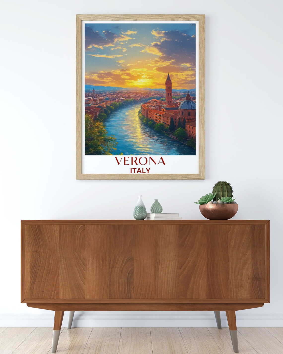 Verona Italy Adige River Sunset Golden Evening Cityscape Poster - Image 2
