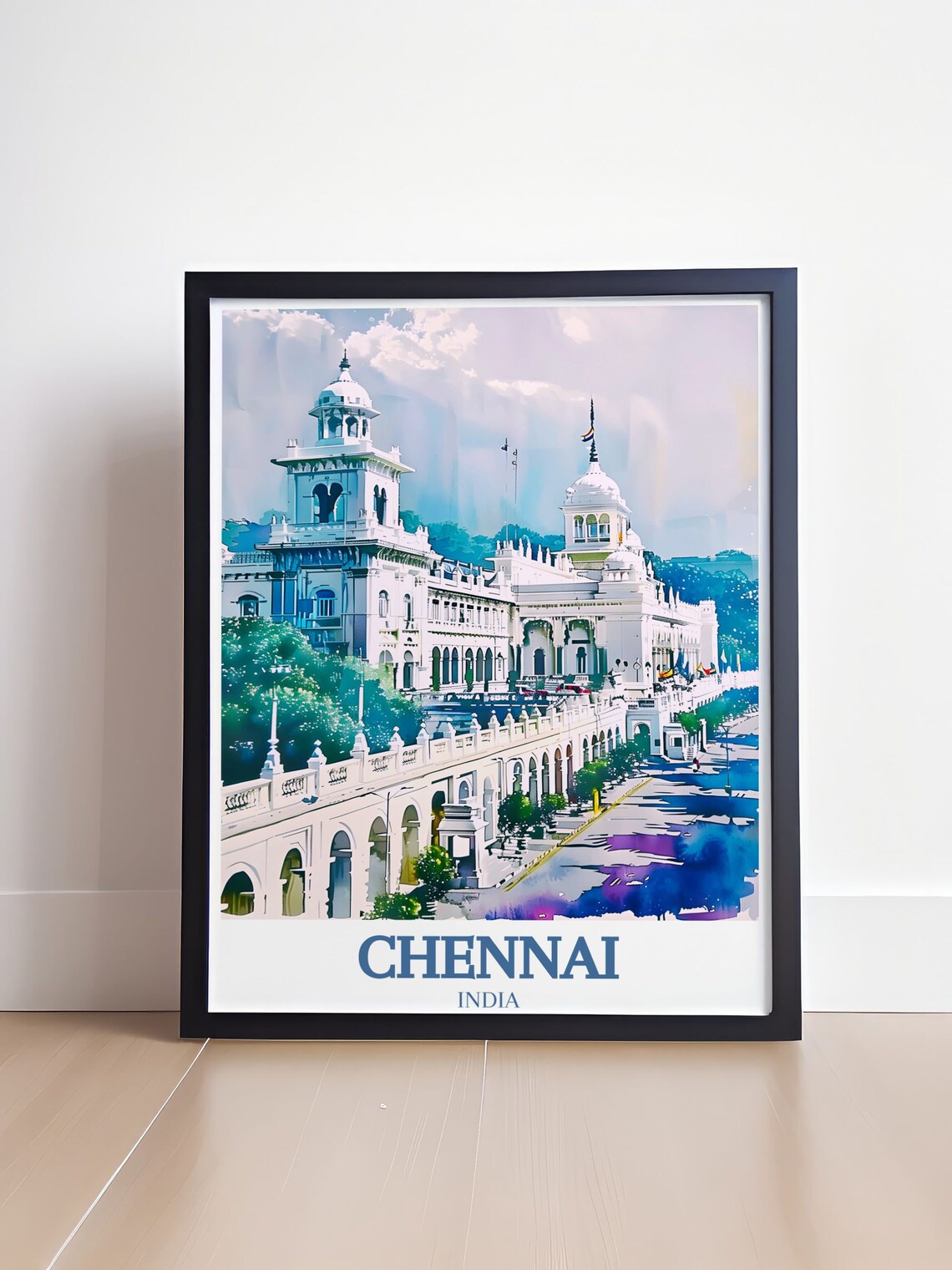 Chennai Historic Colonial Landmark Building Watercolor Poster - Image 4