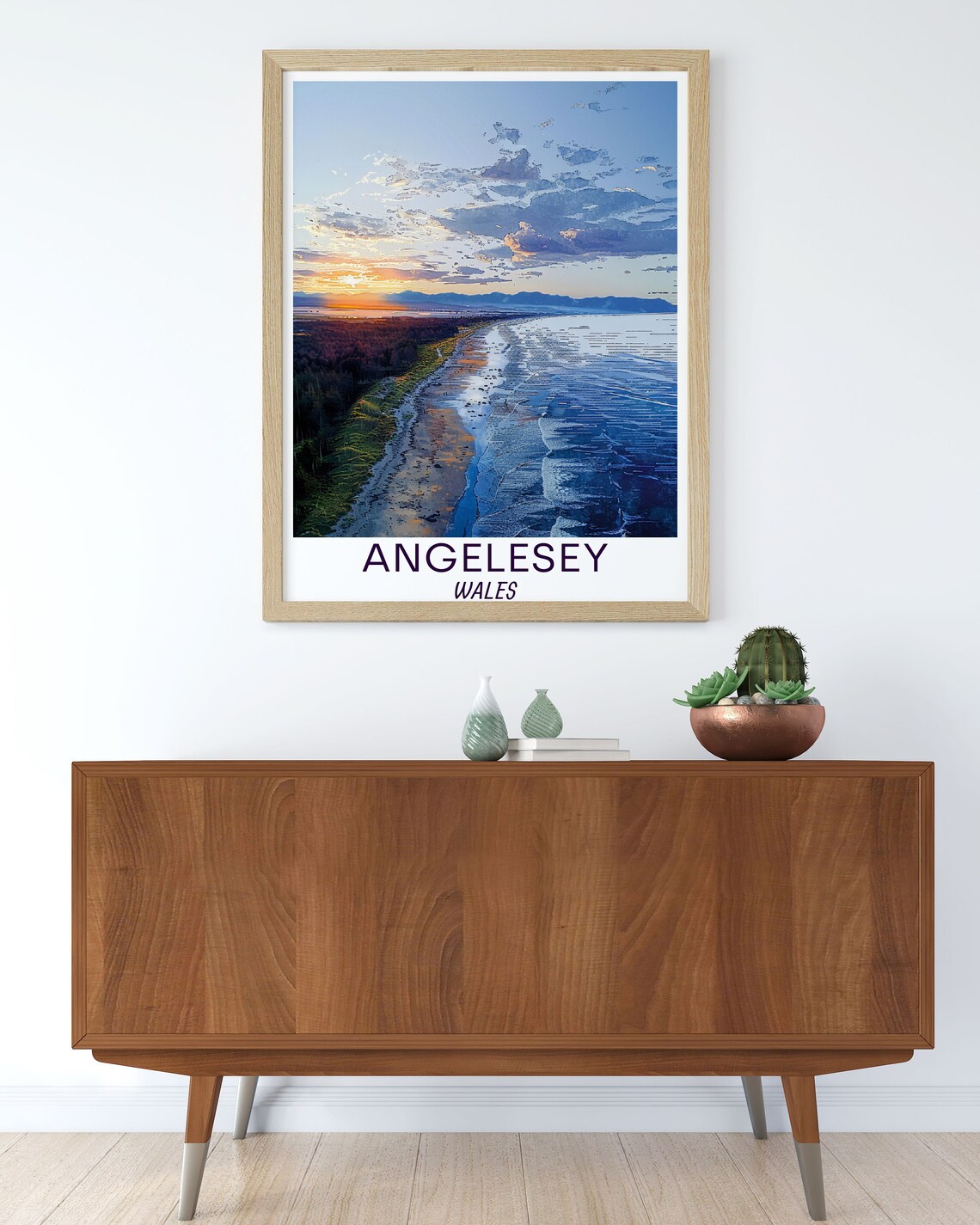 Anglesey Wales Golden Sunset Shoreline Aerial Sandy Beach Poster - Image 2