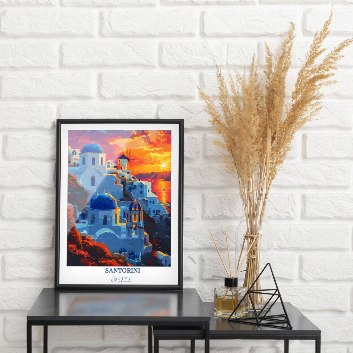 Santorini Sunset Over Blue Domes and Aegean Sea Greece Poster - Image 2
