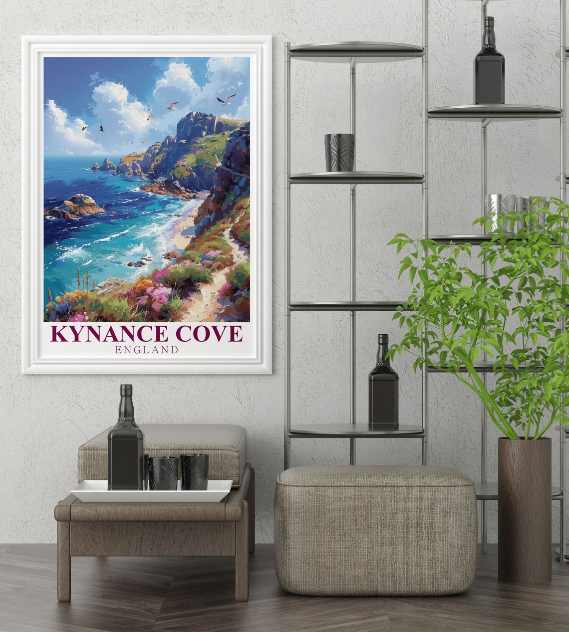 Kynance Cove Dramatic Cliffs and Seabirds on Cornwall Coast Poster - Image 3