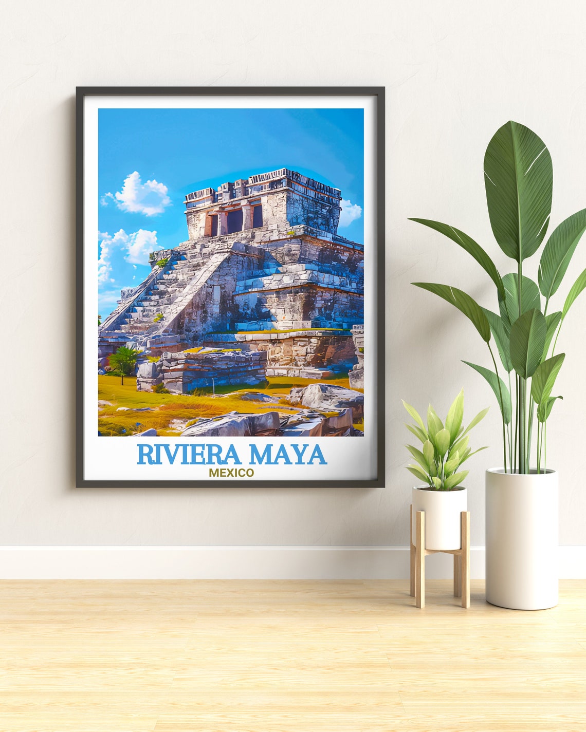 Riviera Maya Ancient Mayan Pyramid in Bright Sunlight Poster - Image 2