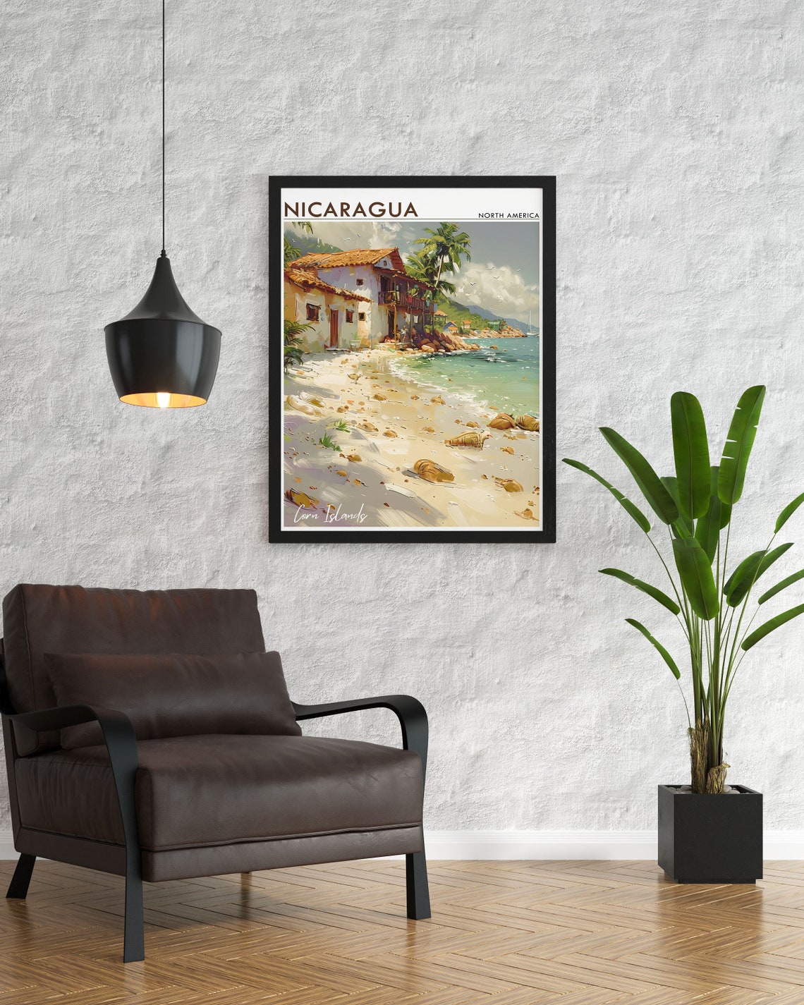 Nicaragua Corn Islands Rustic Beach House Tropical Sandy Shore Poster - Image 2
