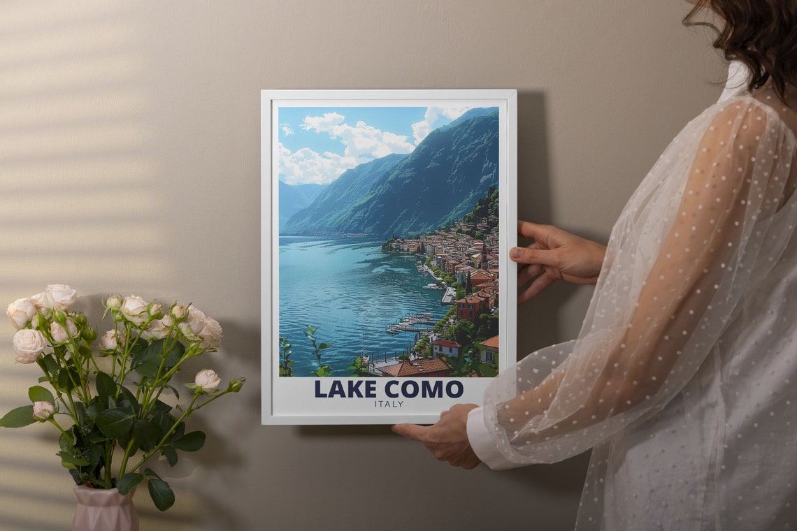 Lake Como Menaggio Harbor Mountains Italy Lakeside Town Poster - Image 2