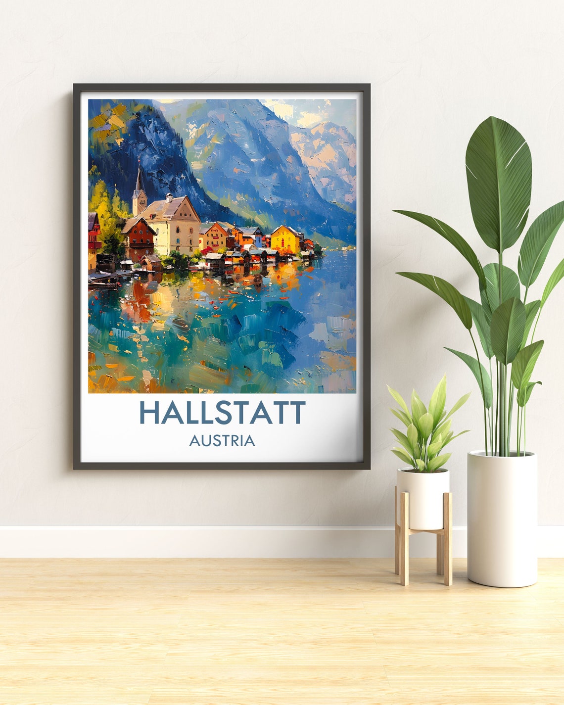 Hallstatt Austria Lakeside Village Painterly Impression Poster - Image 3