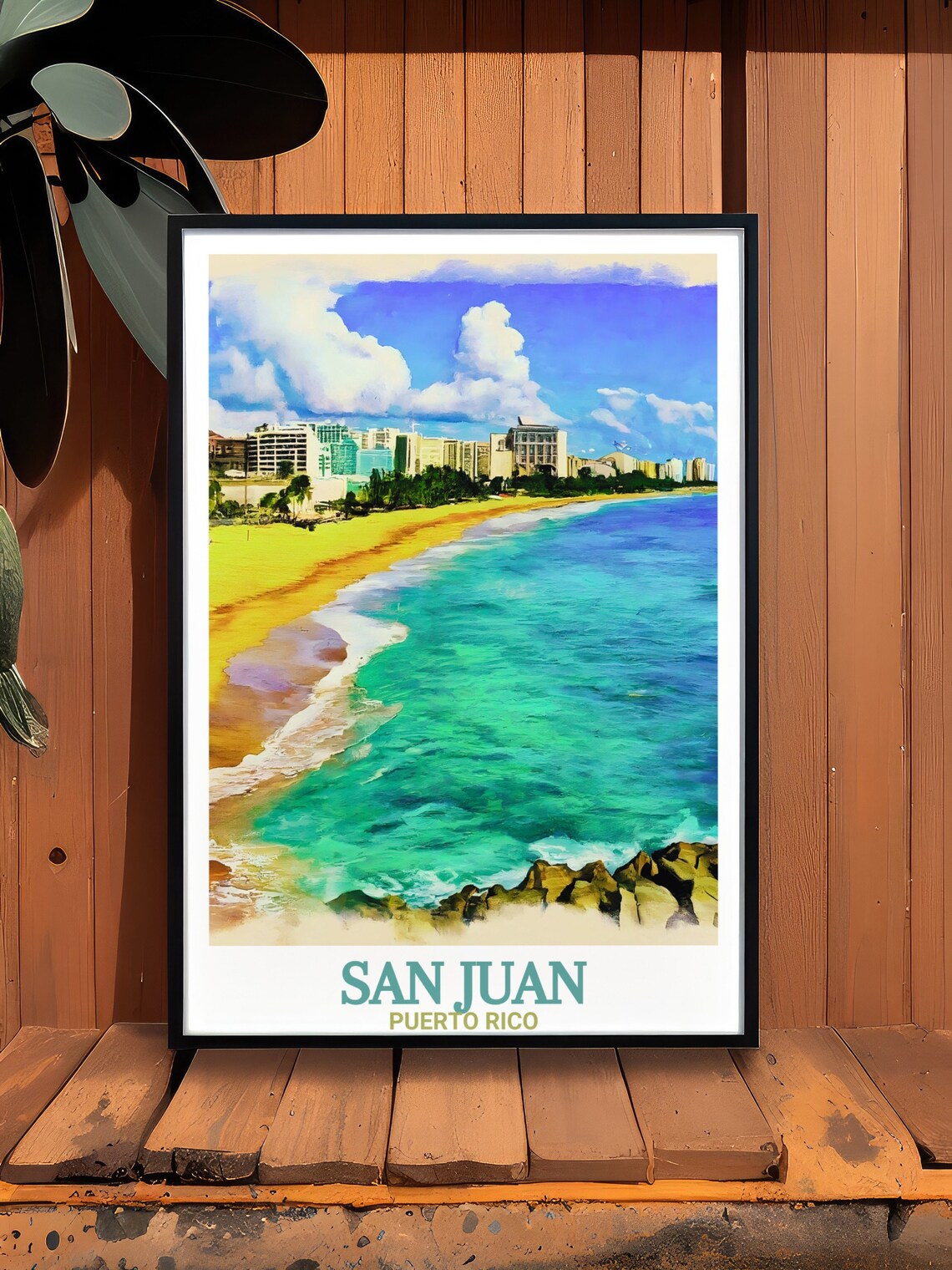 San Juan Puerto Rico Turquoise Beach Aerial Coast Travel Poster - Image 2