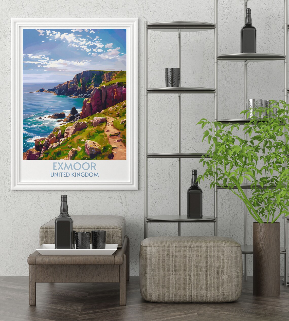 Exmoor Coastal Cliffs Scenic Sea Path United Kingdom Travel Poster - Image 4