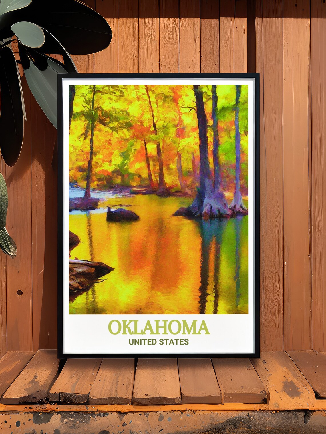 Autumn Cypress Swamp Golden Water Reflections Oklahoma Nature Poster - Image 3