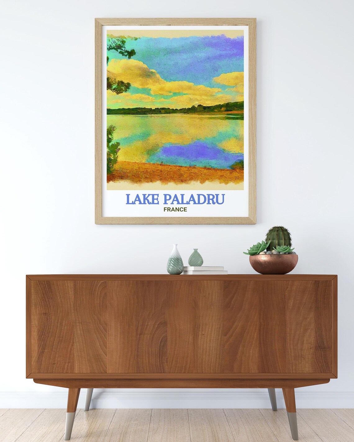 Lake Paladru France Golden Sandy Beach Shoreline Travel Poster - Image 3