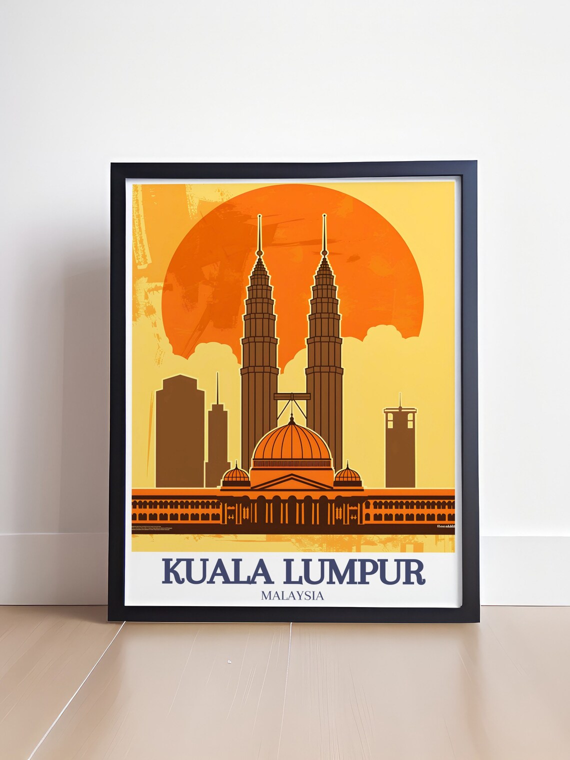 Kuala Lumpur Malaysia Petronas Towers Sunset Skyline Travel Poster - Image 4