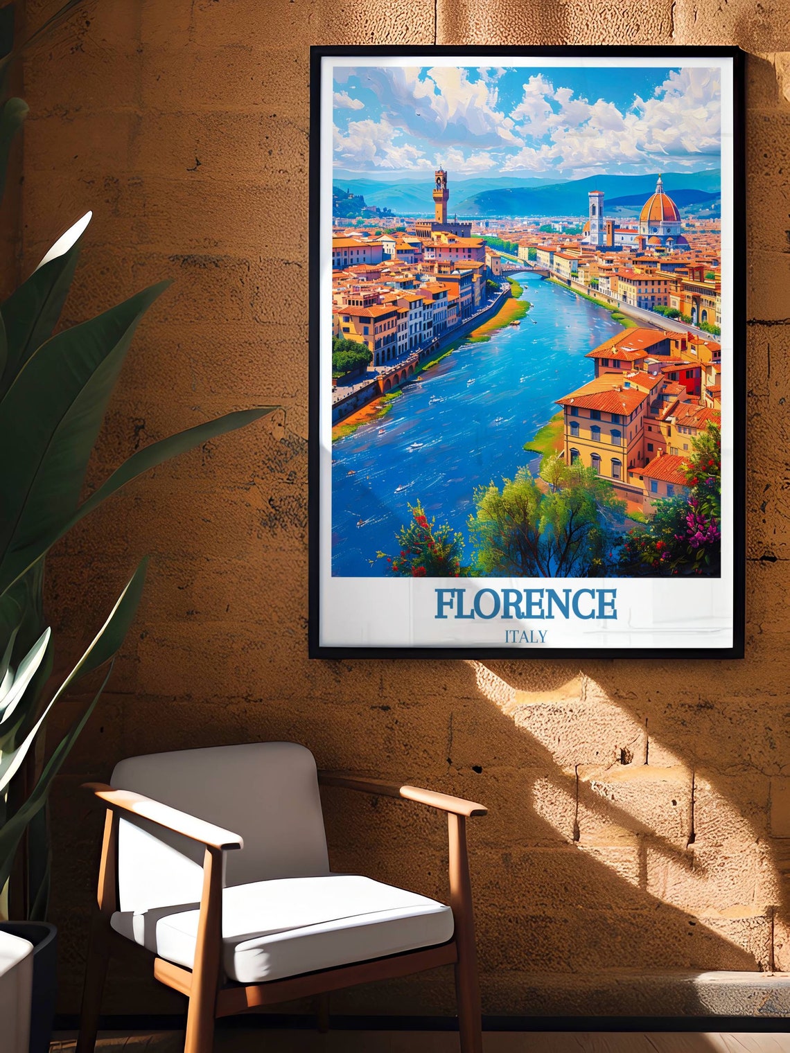 Florence Italy Duomo Skyline Arno River Aerial View Art Poster - Image 4