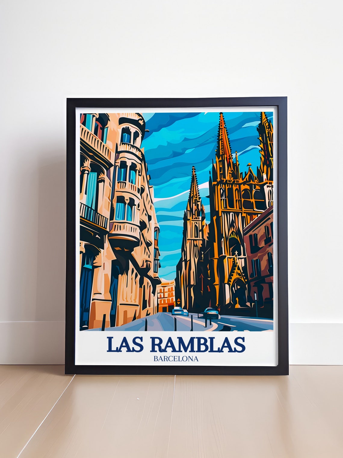 Las Ramblas Barcelona Cathedral Pop Art Street Spain Travel Poster - Image 4