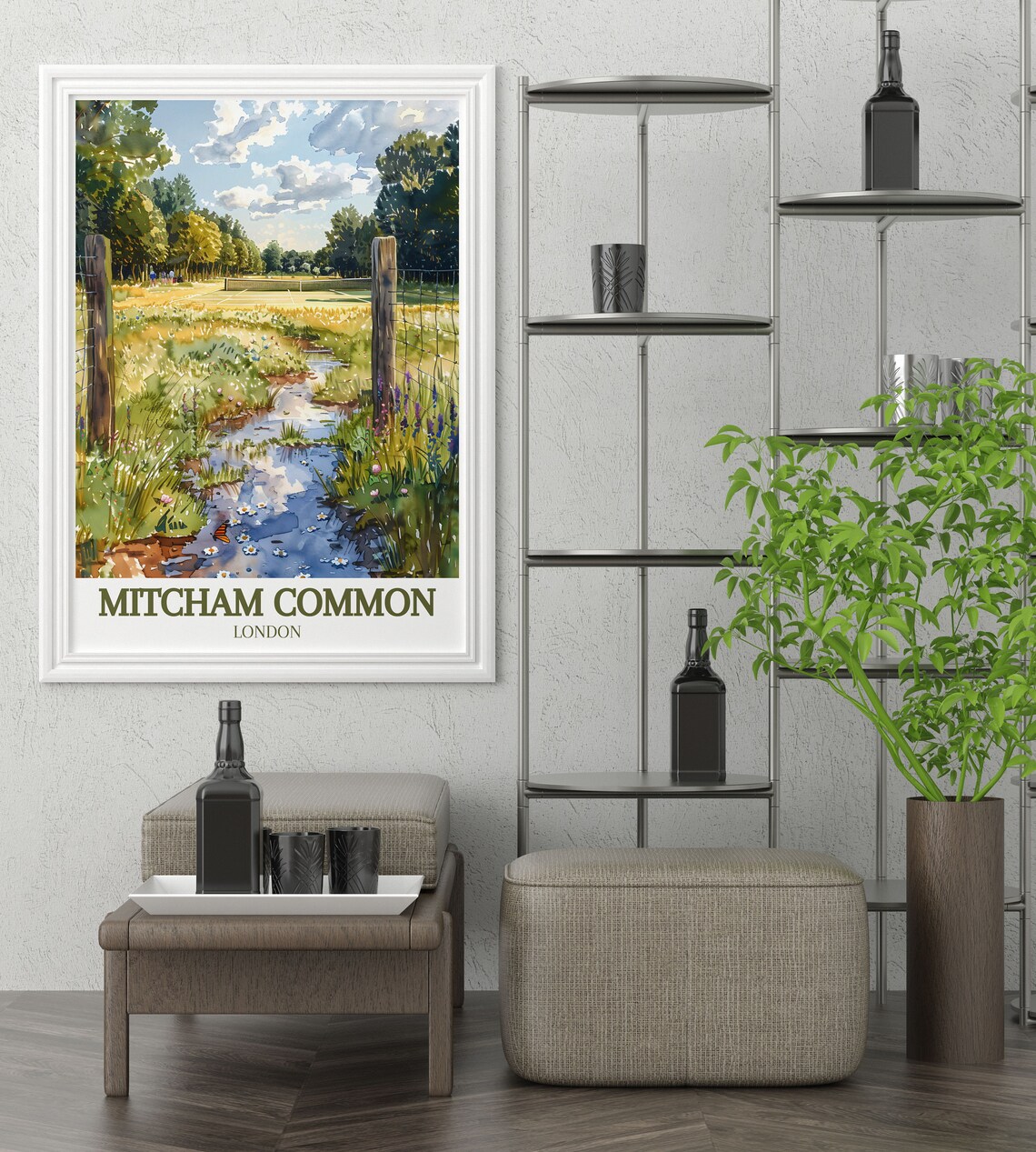 Mitcham Common London Wildflower Meadow And Stream Watercolor Poster - Image 3