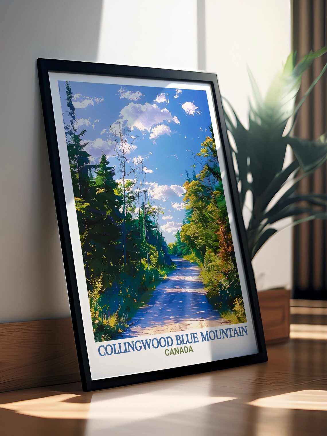 Collingwood Blue Mountain Forest Trail Sun Dappled Trees Nature Travel Poster - Image 2