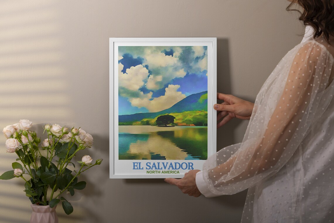 El Salvador Lake Coatepeque Mirror Lake Reflection Travel Poster - Image 2