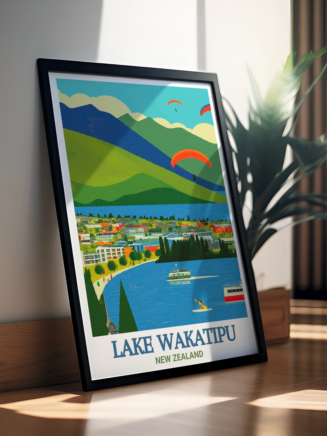 Lake Wakatipu Posters Queenstown Travel Art Queenstown Posters And New Zealand Decor Ake Wakatipu Prints For Home And Gifts - Image 3