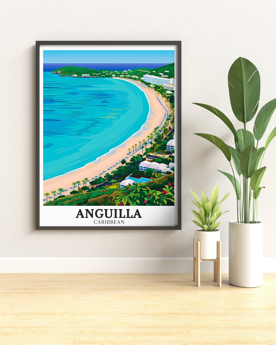 Anguilla Caribbean Maundays Bay Aerial Beach Turquoise Travel Poster - Image 3