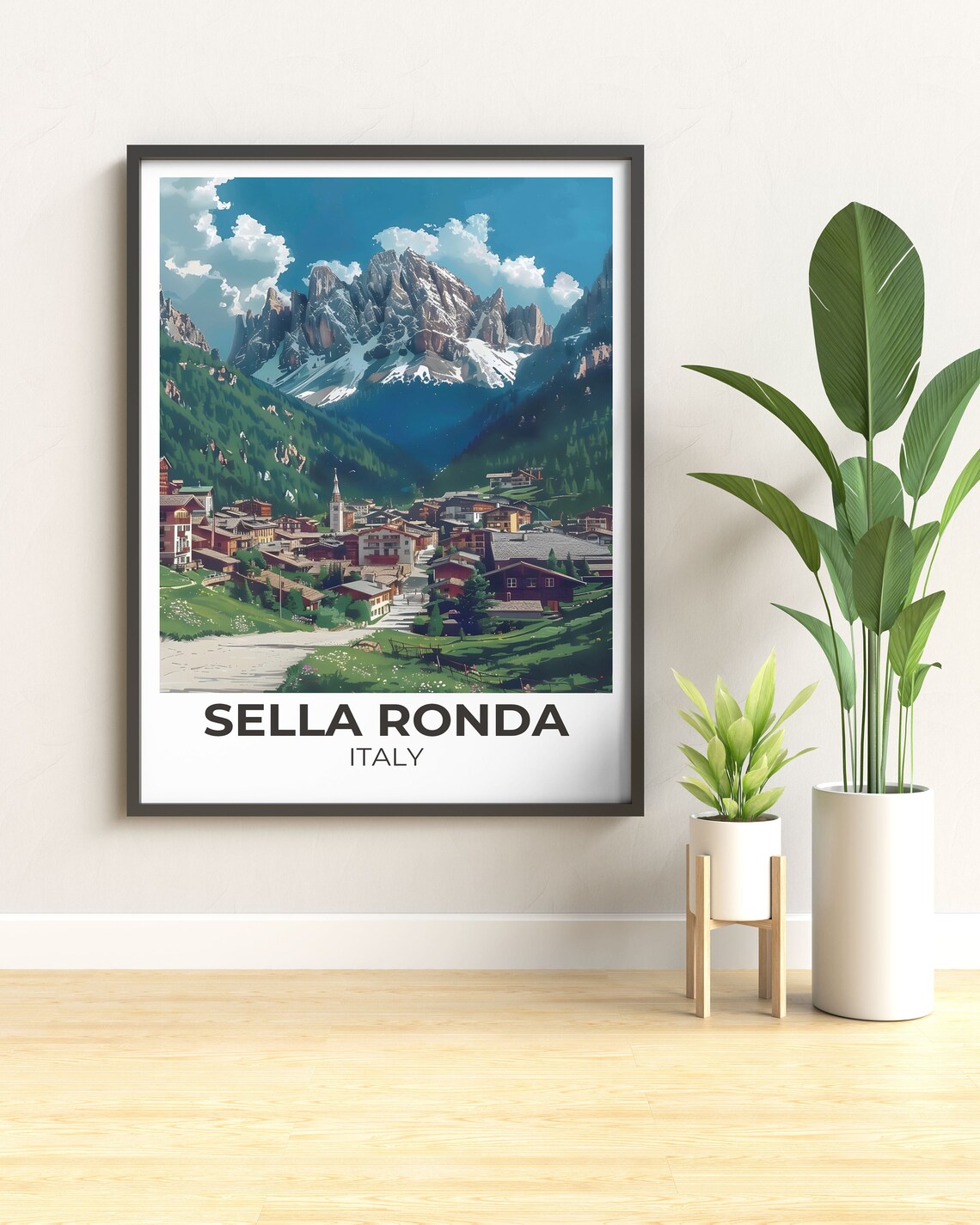 Sella Ronda Italy Dolomites Alpine Village Snowy Peaks Travel Poster - Image 3